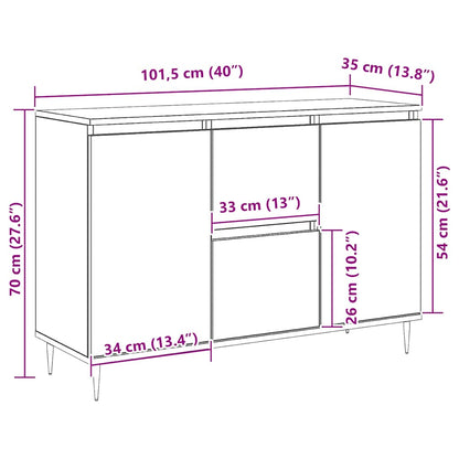 Skänk vit 101,5x35x70 cm konstruerat trä
