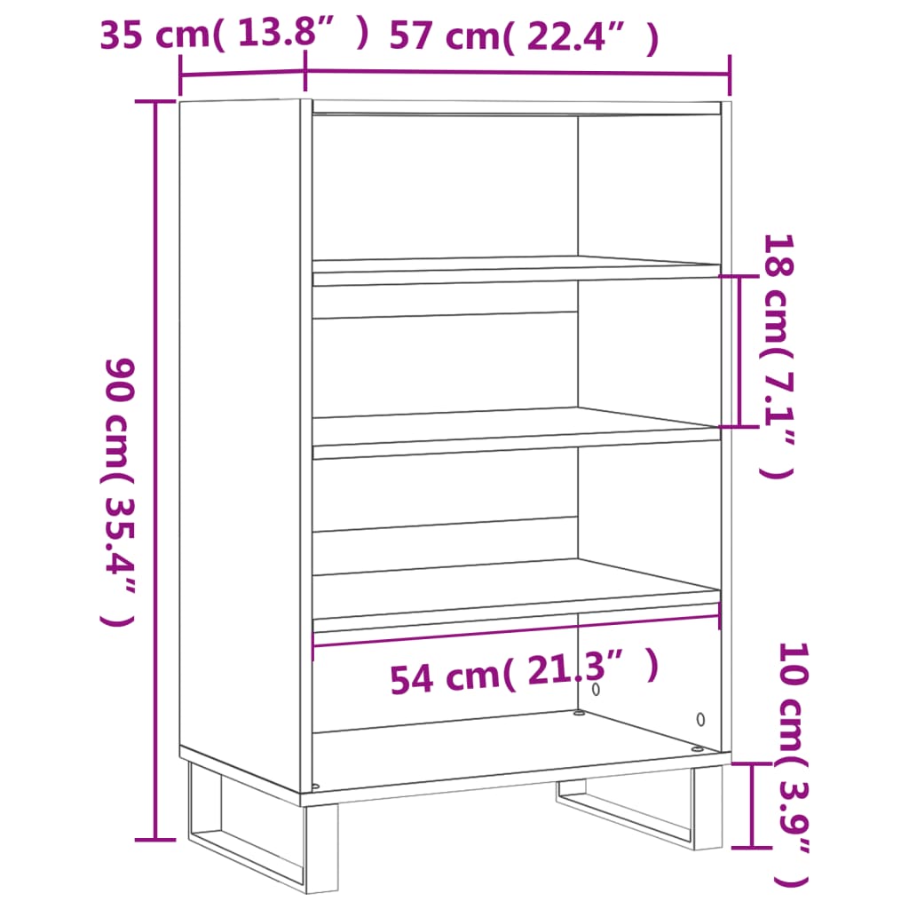 Skåp Rökfärgad Ek 57x35x90 cm
