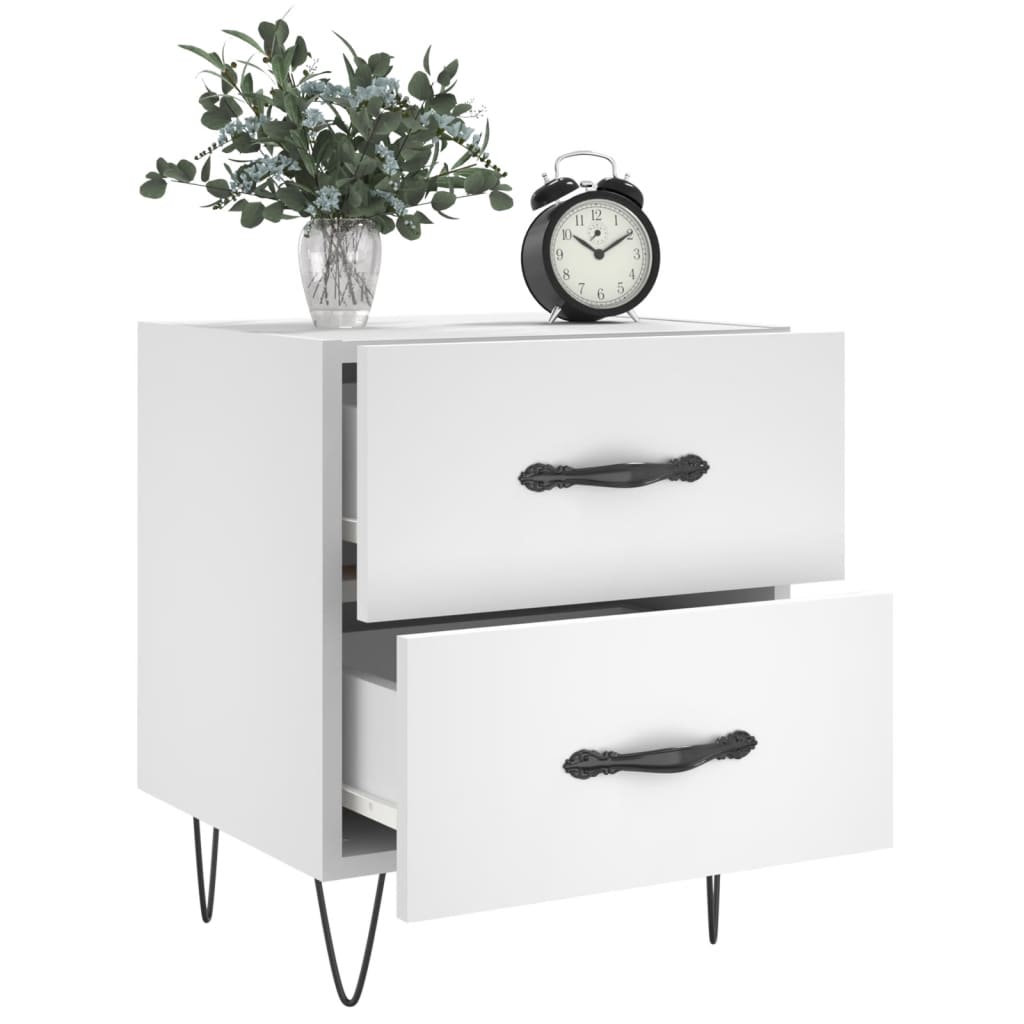 Sängbord 2 st vit 40x35x47,5 cm konstruerat trä