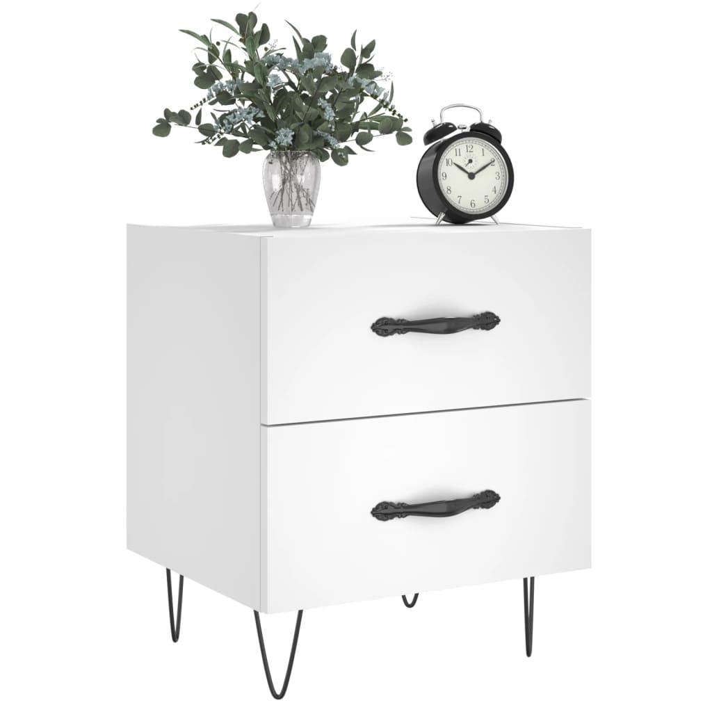 Sängbord 2 st vit 40x35x47,5 cm konstruerat trä
