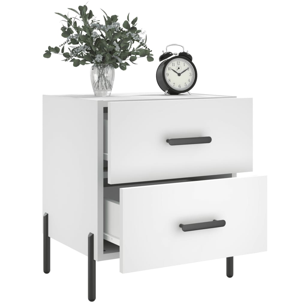 Sängbord 2 st vit 40x35x47,5 cm konstruerat trä