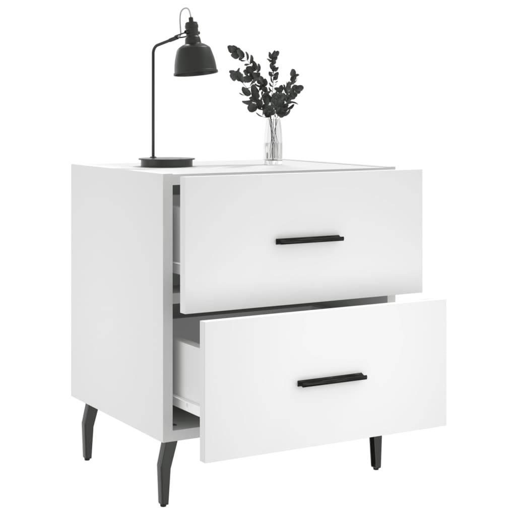 Sängbord 2 st vit 40x35x47,5 cm konstruerat trä