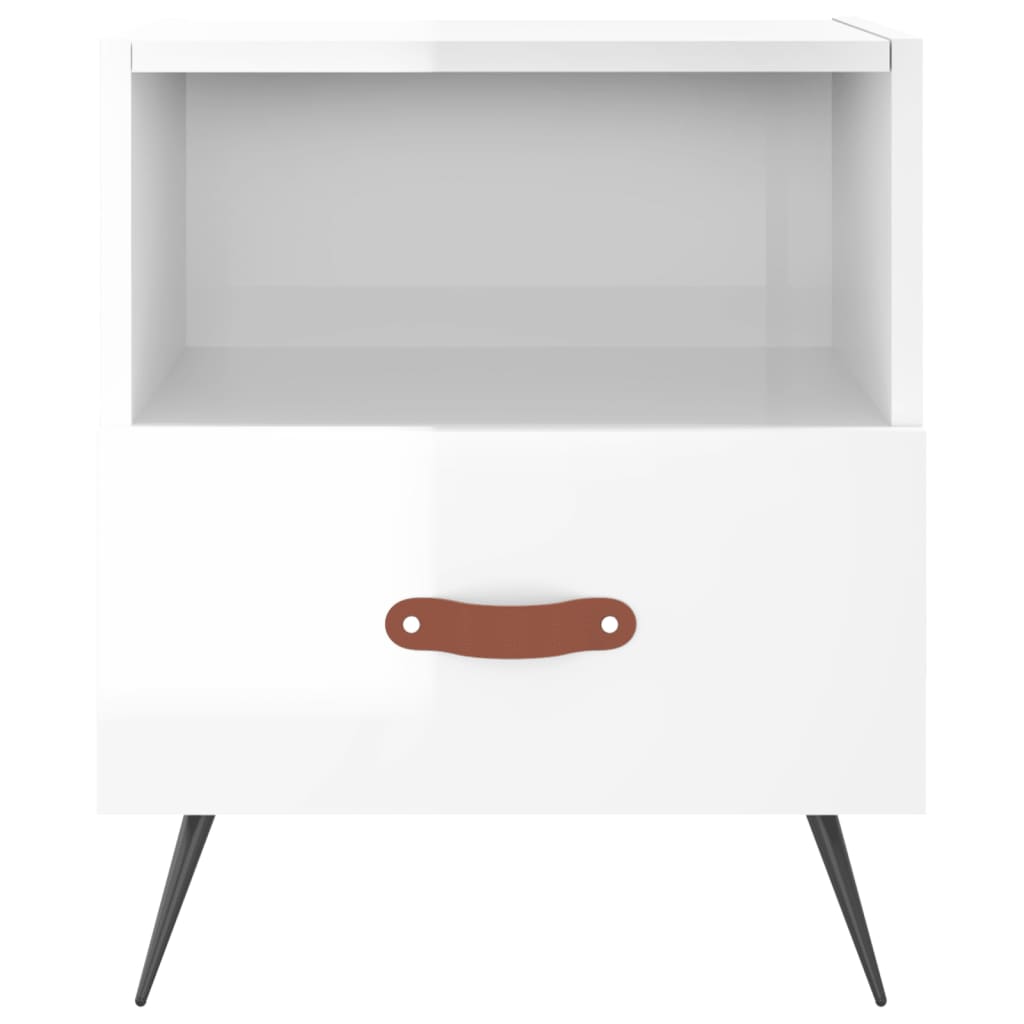 Sängbord 2 st vit högglans 40x35x47,5 cm konstruerat trä