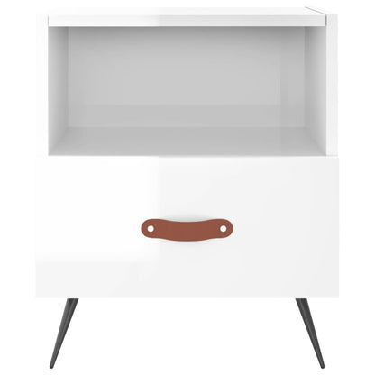 Sängbord 2 st vit högglans 40x35x47,5 cm konstruerat trä