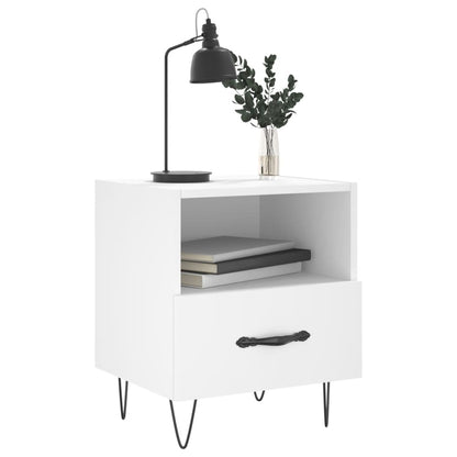 Sängbord 2 st vit 40x35x47,5 cm konstruerat trä
