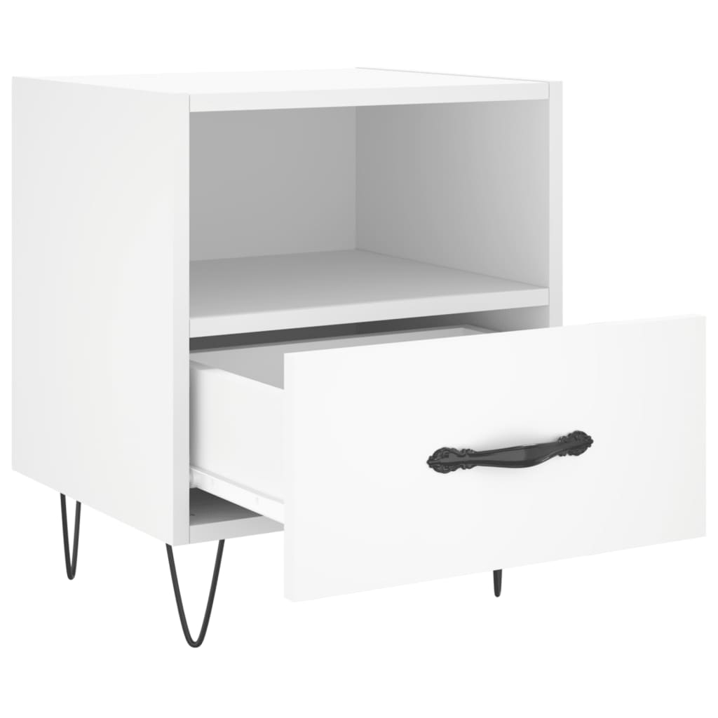 Sängbord 2 st vit 40x35x47,5 cm konstruerat trä