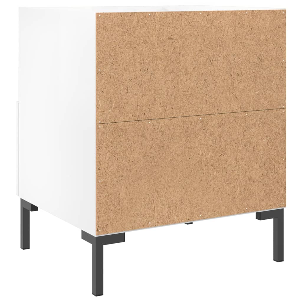 Sängbord 2 st vit högglans 40x35x47,5 cm konstruerat trä