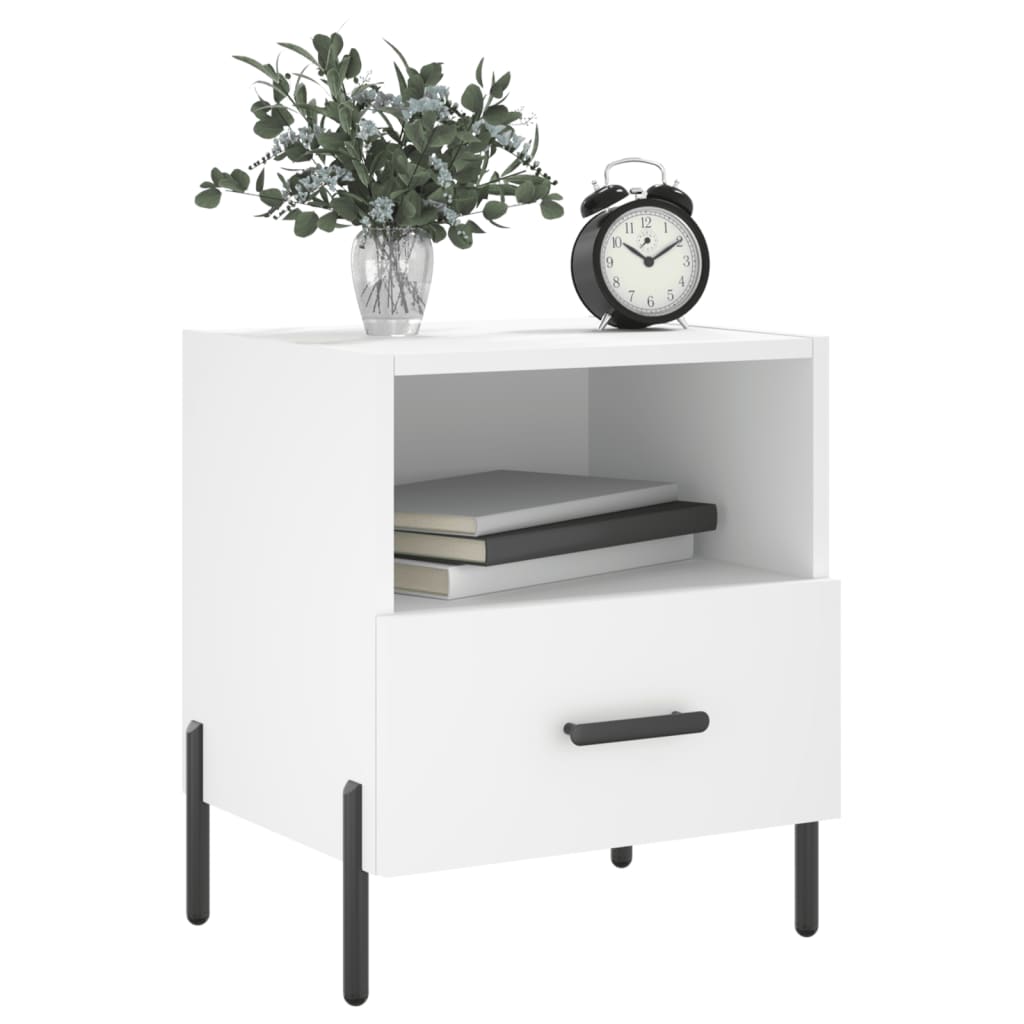 Sängbord 2 st vit 40x35x47,5 cm konstruerat trä