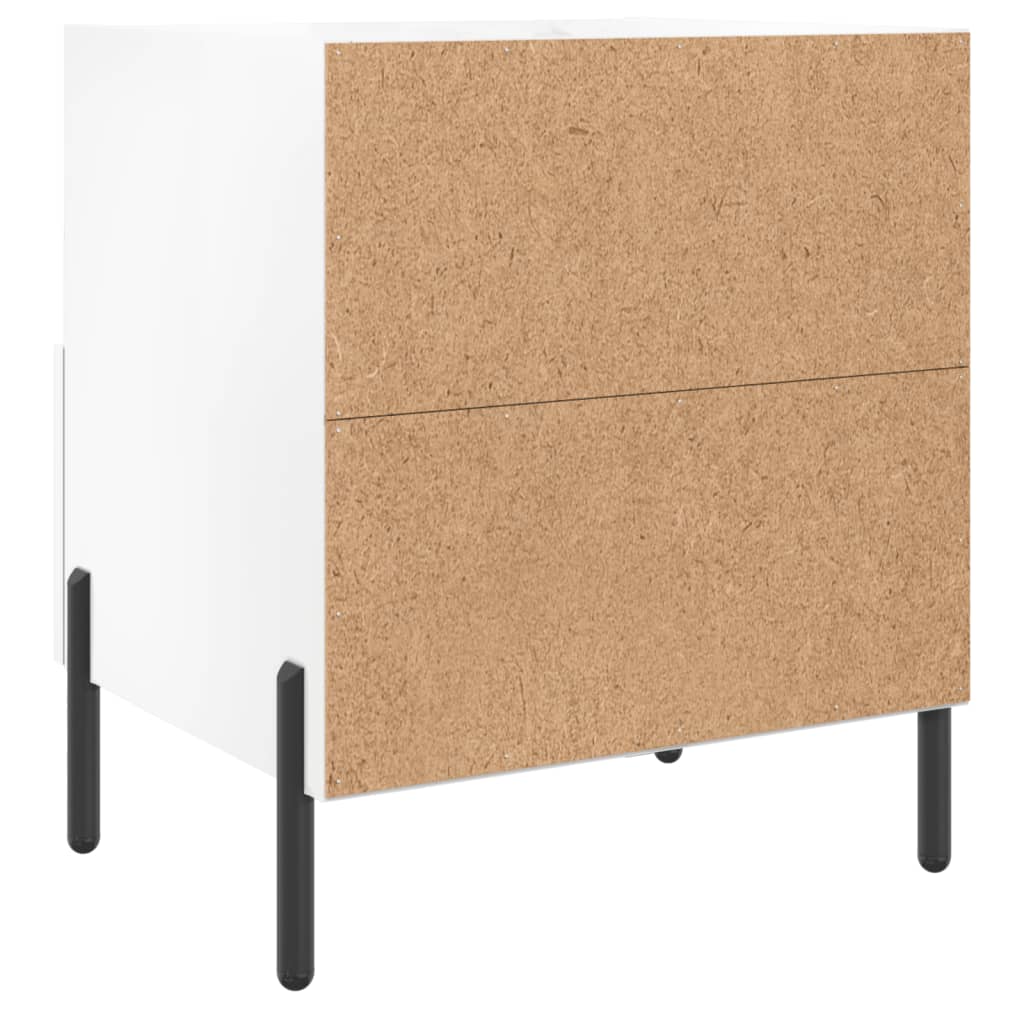 Sängbord 2 st vit högglans 40x35x47,5 cm konstruerat trä
