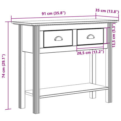 Avlastningsbord Konsollbord Vit Brun 91x35x74 cm massiv furu