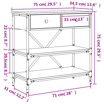 Avlastningsbord rökfärgad ek 75x34,5x75 cm konstruerat trä