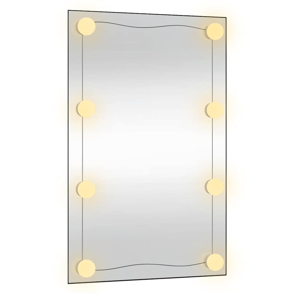 Väggspegel LED-belysning 50x80 cm glas rektangulär