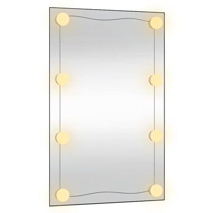 Väggspegel LED-belysning 50x80 cm glas rektangulär