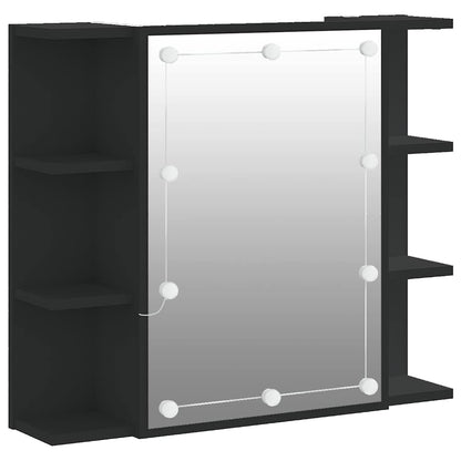 Badrumsspegel Spegelskåp LED Svart 70x16,5x60 cm