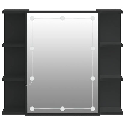 Badrumsspegel Spegelskåp LED Svart 70x16,5x60 cm