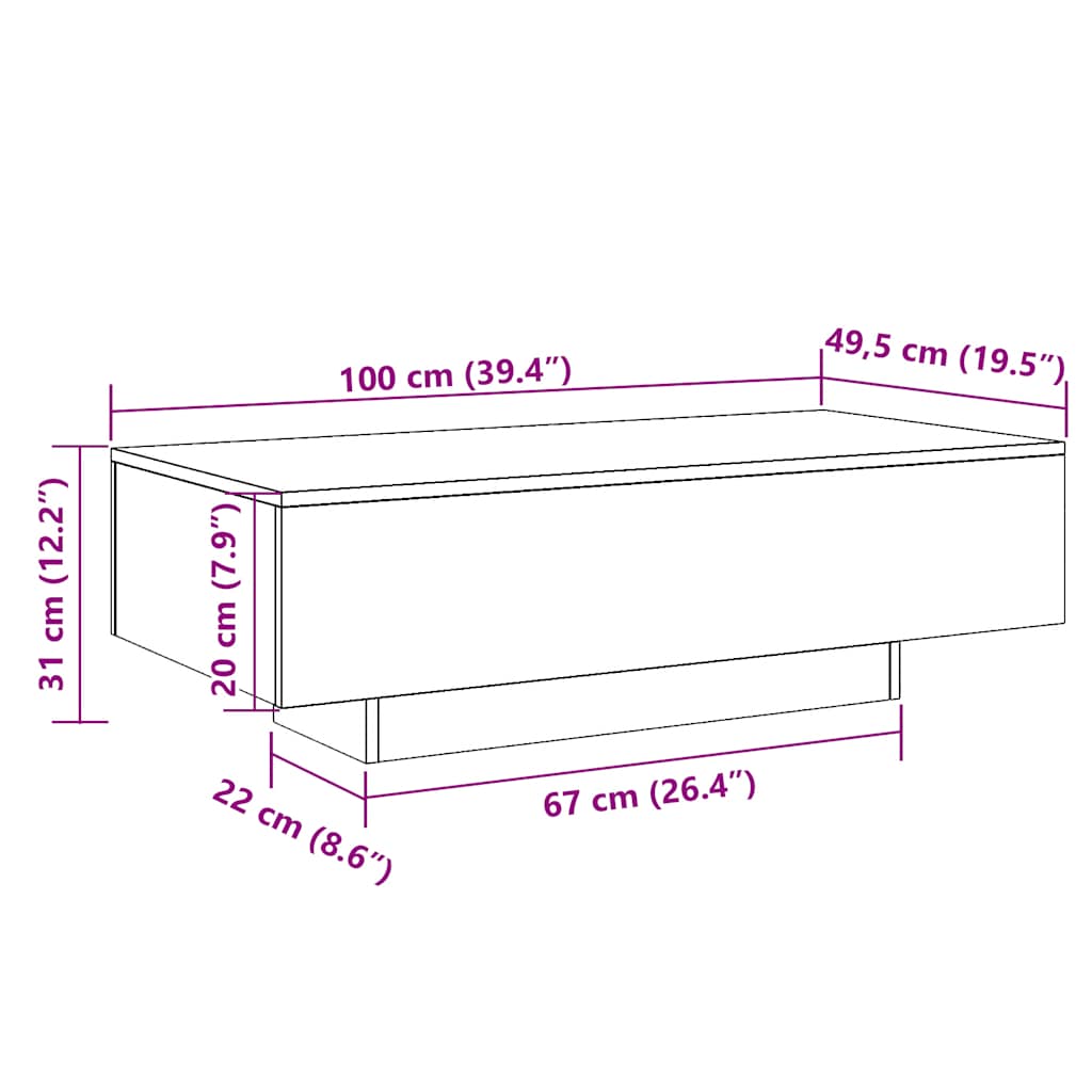 Soffbord Brun Ek 100x49,5x31 cm