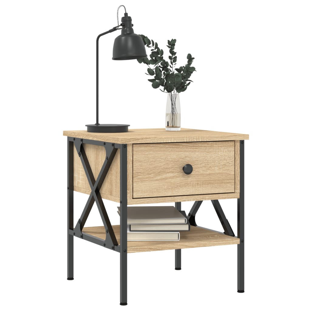 Sängbord 2 st sonoma-ek 40x42x45 cm konstruerat trä