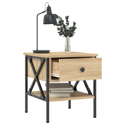 Sängbord 2 st sonoma-ek 40x42x45 cm konstruerat trä