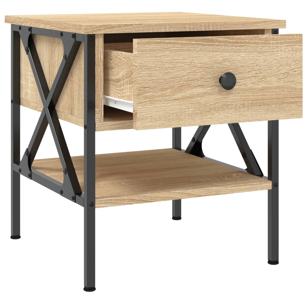 Sängbord 2 st sonoma-ek 40x42x45 cm konstruerat trä