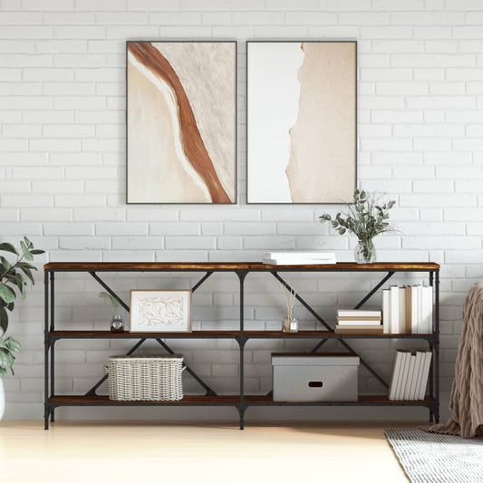 Avlastningsbord Konsollbord Rökfärgad Ek 180x30x75 cm järn