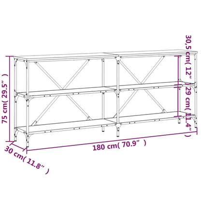 Avlastningsbord Konsollbord Brun Ek 180x30x75 cm järn