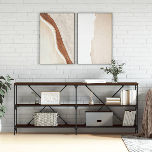 Avlastningsbord Konsollbord Brun Ek 180x30x75 cm järn