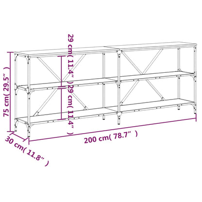 Avlastningsbord Konsollbord Svart 200x30x75 cm järn