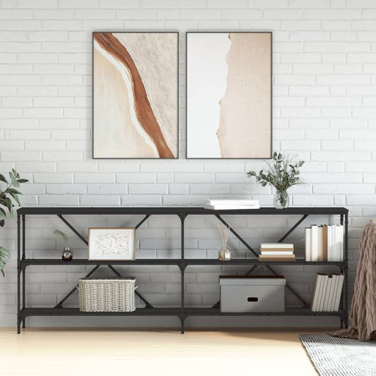 Avlastningsbord Konsollbord Svart 200x30x75 cm järn