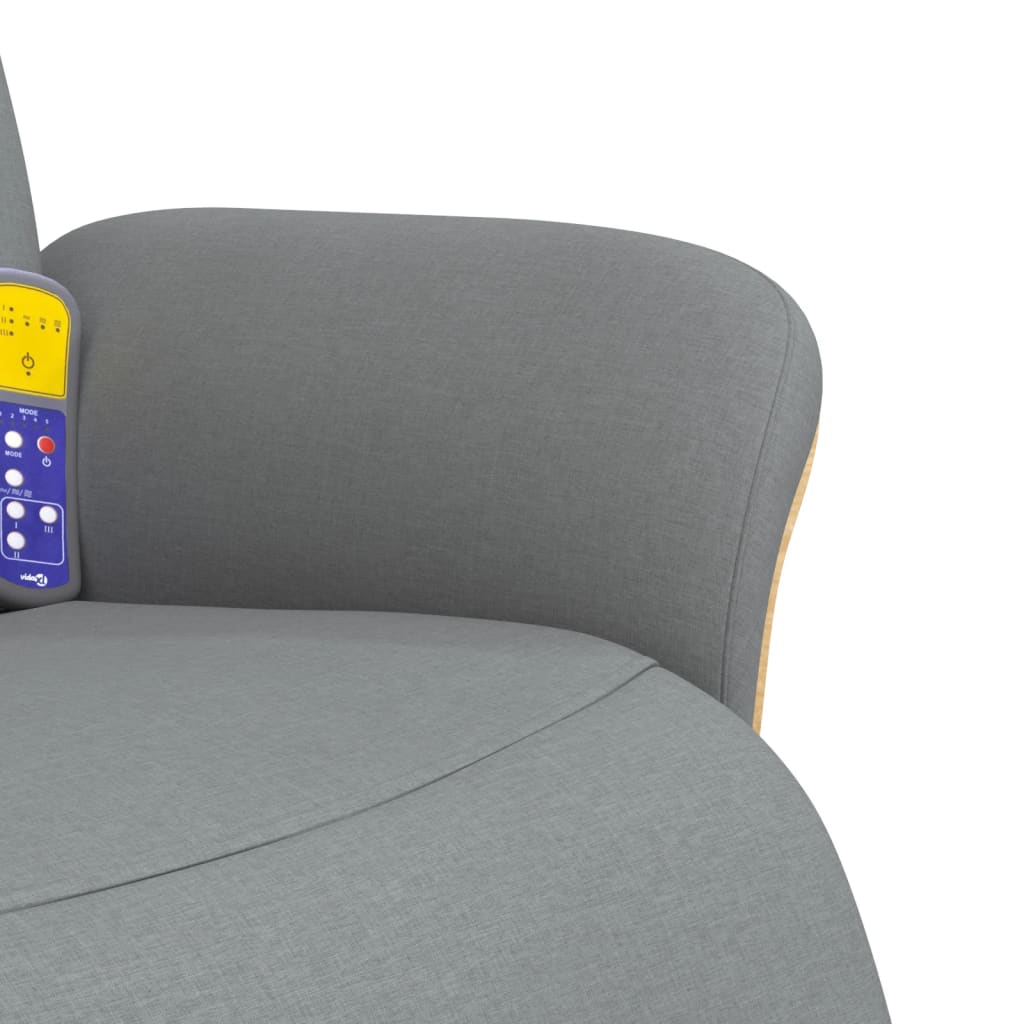 Elektrisk Massagefåtölj Ljusgrå med fotstöd tyg