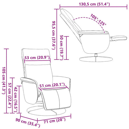 Fåtölj Vit Reclinerfåtölj med fotstöd konstläder