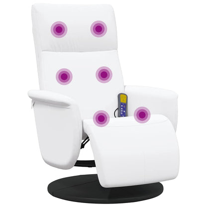Elektrisk Massagefåtölj Vit med fotstöd konstläder