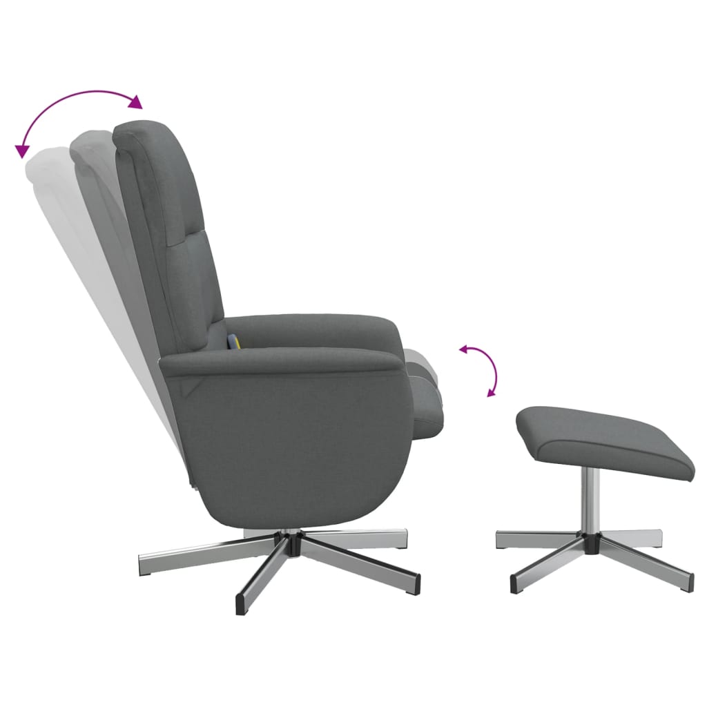 Elektrisk Massagefåtölj Mörkgrå med fotpall tyg