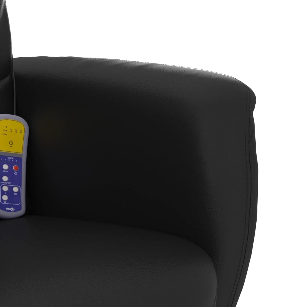 Elektrisk Massagefåtölj Svart med fotpall konstläder