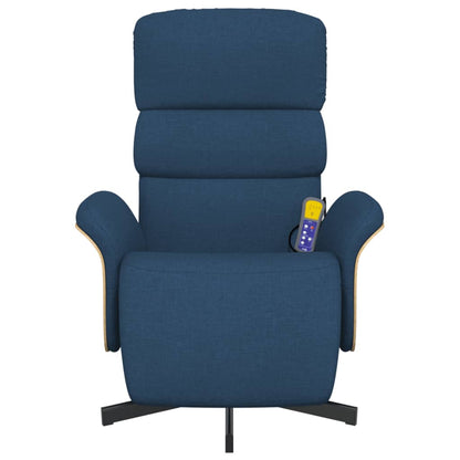 Elektrisk Massagefåtölj Blå med fotstöd tyg