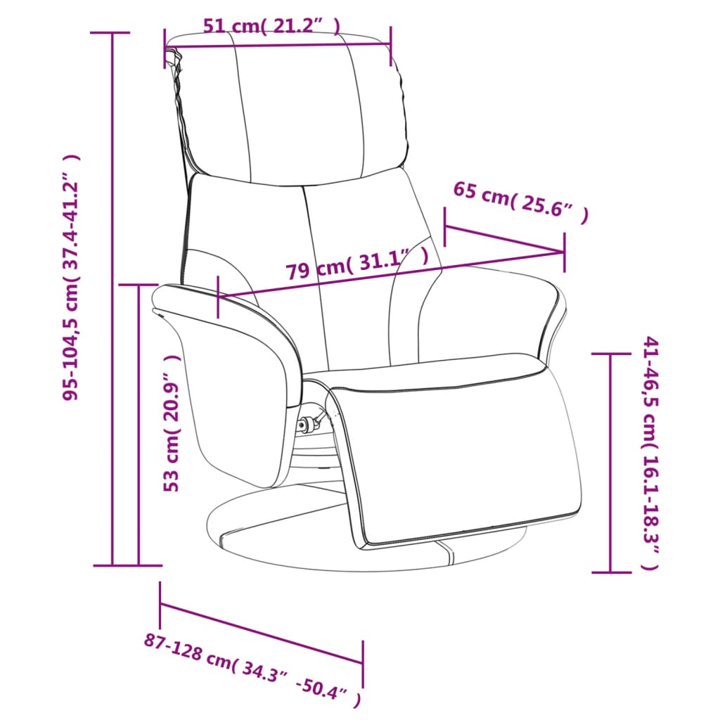 Fåtölj Grå Reclinerfåtölj med fotstöd konstläder