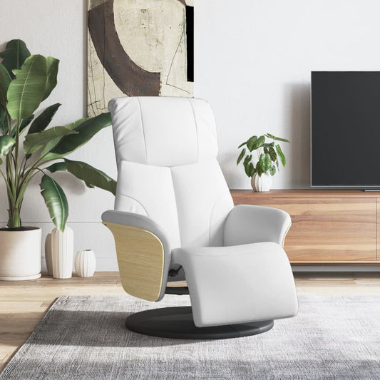 Fåtölj Vit Reclinerfåtölj med fotstöd konstläder