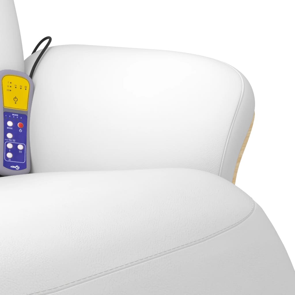 Elektrisk Massagefåtölj Vit med fotstöd konstläder