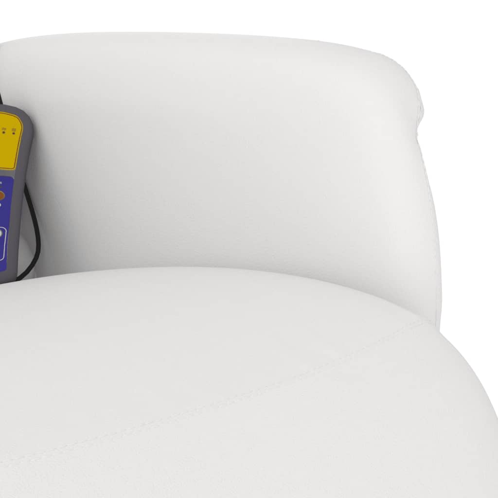 Elektrisk Massagefåtölj Vit med fotstöd konstläder
