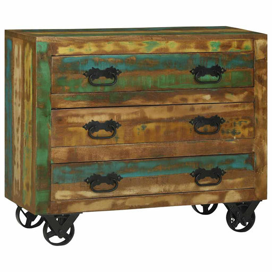 Sidobord Brun med låda 80 x 30 x 65 cm Massivt återvunnet trä