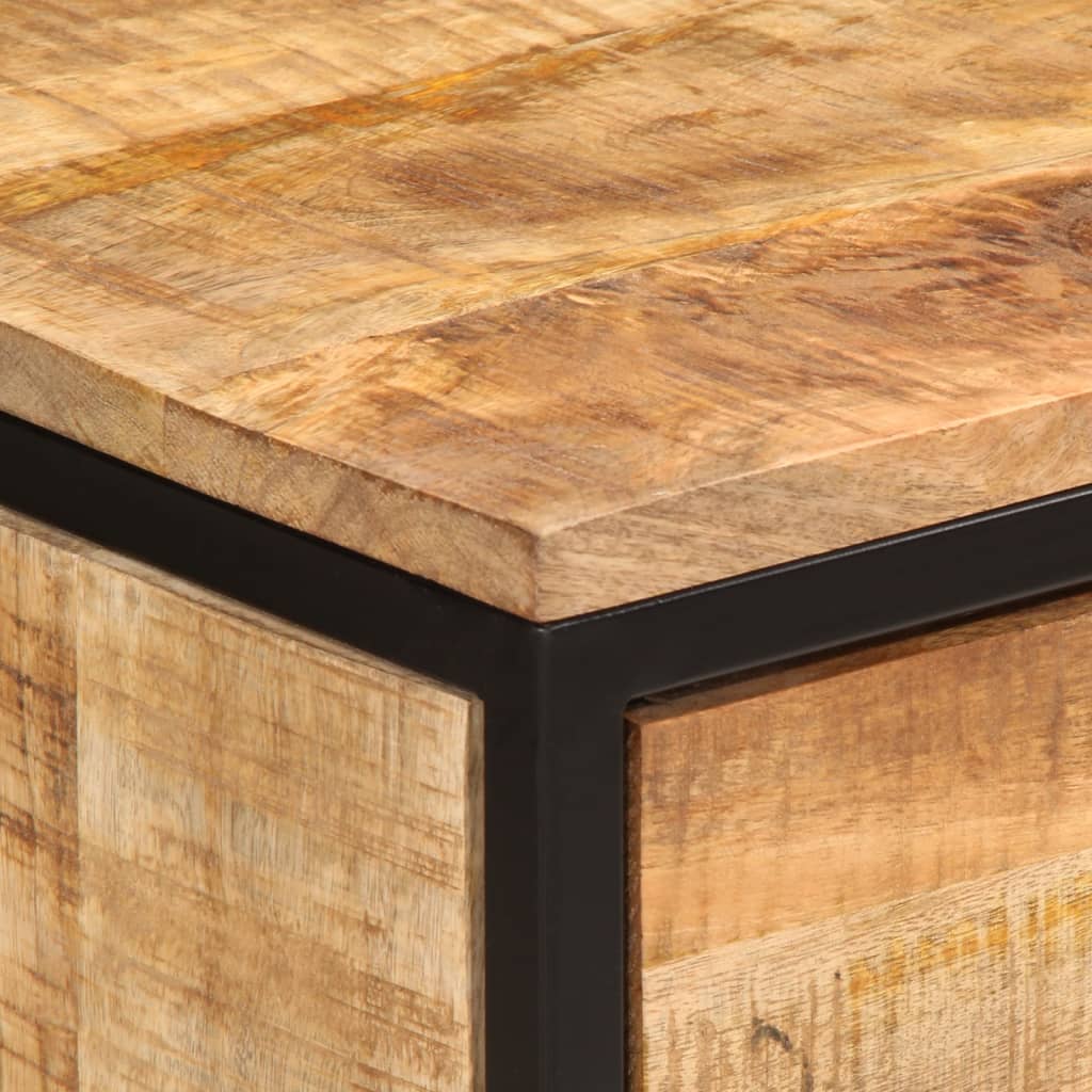 Sängbord med 2 lådor 40x35x53 cm massivt grovt mangoträ