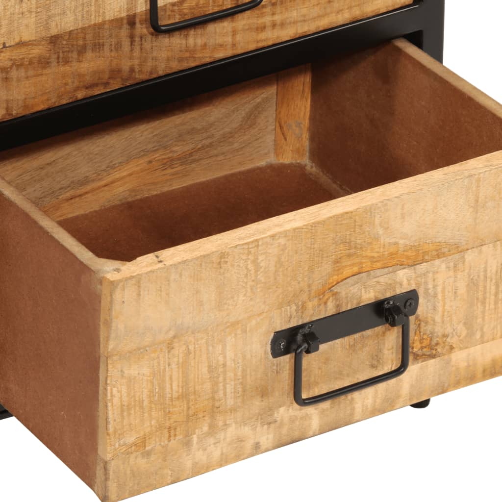 Sängbord med 2 lådor 40x35x53 cm massivt grovt mangoträ