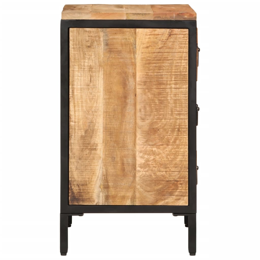 Sängbord med 3 lådor 40x35x63 cm massivt grovt mangoträ