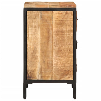 Sängbord med 3 lådor 40x35x63 cm massivt grovt mangoträ