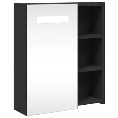 Badrumsspegel Spegelskåp LED-lampa Svart 45x13x52 cm