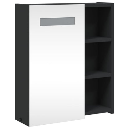 Badrumsspegel Spegelskåp LED-lampa Svart 45x13x52 cm