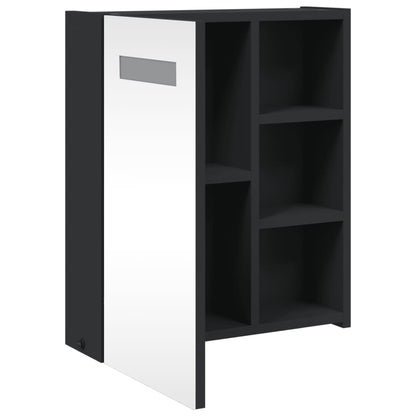 Badrumsspegel Spegelskåp LED-lampa Svart 45x13x52 cm