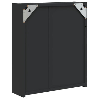 Badrumsspegel Spegelskåp LED-lampa Svart 45x13x52 cm