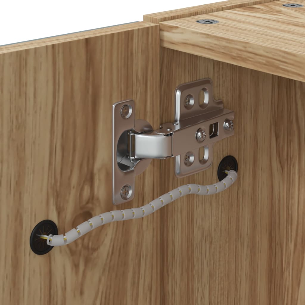 Badrumsspegel Spegelskåp LED-lampa Ek 45x13x52 cm