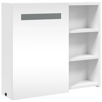 Badrumsspegel Spegelskåp LED-lampa Vit 60x13x52 cm
