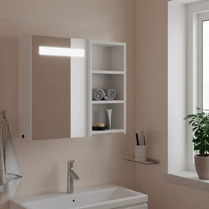 Badrumsspegel Spegelskåp LED-lampa Vit 60x13x52 cm